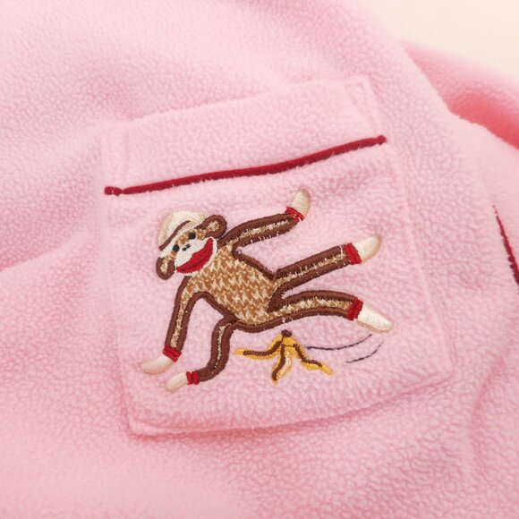 Nick and Nora Toddler Girls Size 3T Pink Sock Monkey Hooded Fleece Robe Belted - Picture 10 of 11